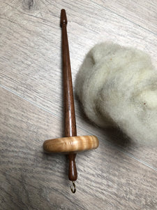 Tiger Maple and Walnut Wooden Hand turned Drop Spindle