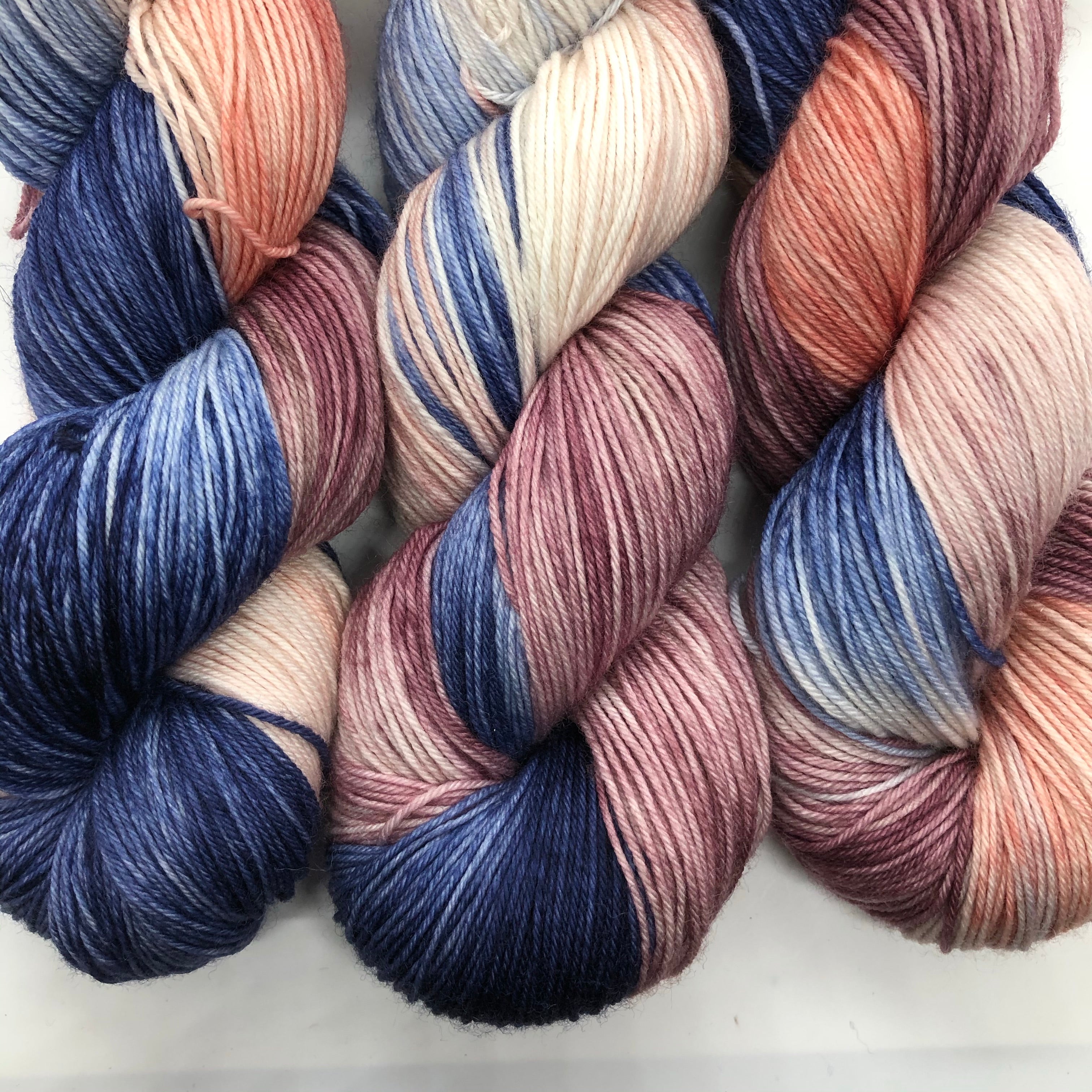 Blue and Tan Yarn